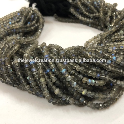 4mm AAA Natural Labradorite Gemstone Faceted Rondelle Beads