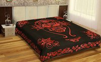 Washable Red & Black Halloween Printed Tie Dye Black Base Indian Wall Hangings Decor Screen For Room Cotton Tapestry