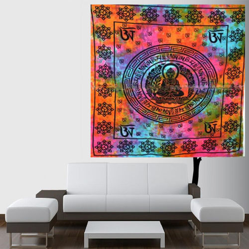 Om Buddha Multi Color Tie Dye Hippie Printed Decor Indian
