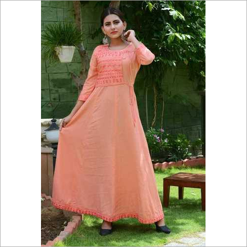 Unstiched Long Rayon Embroidered Kurtis