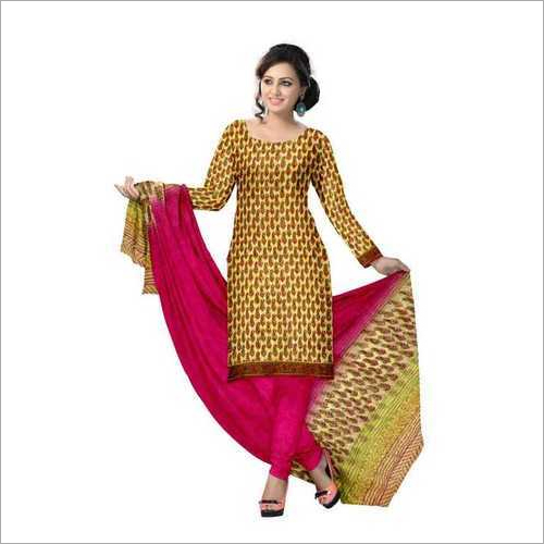 chiffon dupatta with hand block printed cotton suit.