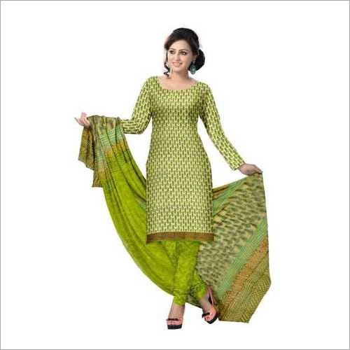 hand block print cotton suit with chiffon dupatta