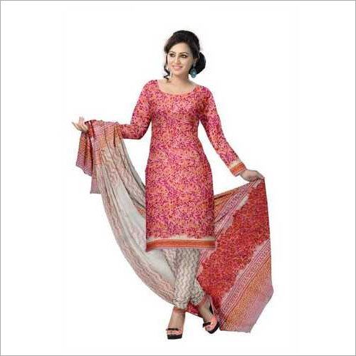 hand block prints cotton suit with chiffon dupatta