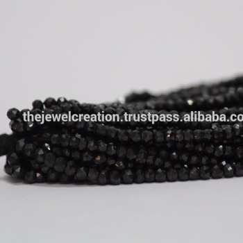 Natural AAA Black Spinel Gemstone Faceted Rondelle Stone Beads