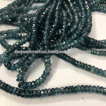 RARE Natural Indigo Kyanite Gemstone Faceted Rondelle Bead Strands