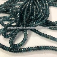 Blue Rare Natural Indigo Kyanite Gemstone Faceted Rondelle Bead Strands