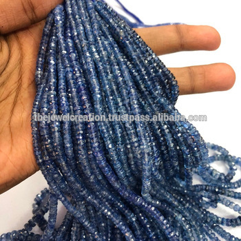 Natural AAA Royal Blue Kyanite Faceted Rondelle Bead Strands