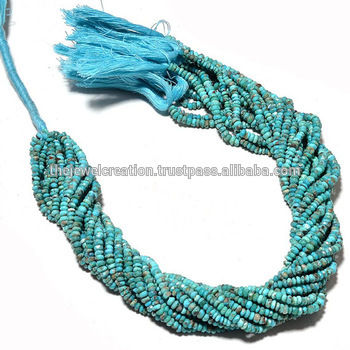 4mm Natural Real Turquoise Faceted Rondelle Beads Strands