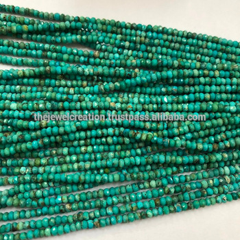3mm Natural Real Arizona Turquoise Faceted Rondelle Beads