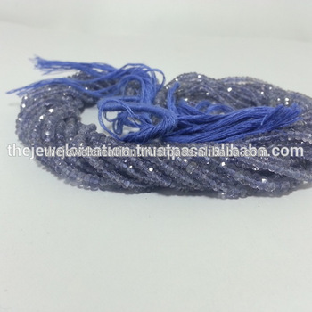 Natural Iolite Gemstone Faceted Rondelle Stone Beads