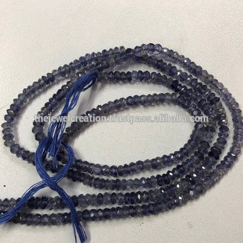 Natural Iolite Gemstone Faceted Roundel Beads 4mm