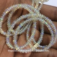 White Natural Ethiopian Opal Stone Faceted Plain Beads Wholesale Lot
