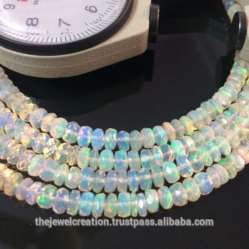 Natural Ethiopian Welo Opal Stone Faceted Rondelle Beads Strand