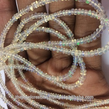 Natural White Ethiopian Welo Opal Stone Plain Rondelle Beads Wholesale