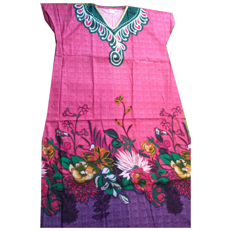 Ladies Printed Cotton Nighty - Cotton Fabric, Various Sizes, Pink Color | V Shape Neck, Floral & Vine Design, Soft Texture, Stylish Appeal, Great Comfort