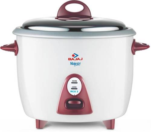 Bajaj Majesty New Rcx 3 Electric Rice Cooker  (1.5 L, White) Handle Material: Plastic