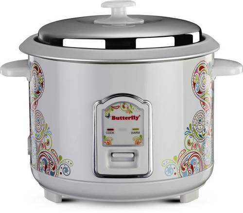 Butterfly Raga Electric Rice Cooker  (1.8 L, White) Handle Material: Plastic