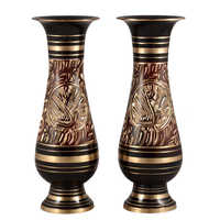 Brass Vases - Cylindrical Curvy Shape, Polished Gold Finish | Modern Decorative Design For Home, Office, And Hospitals