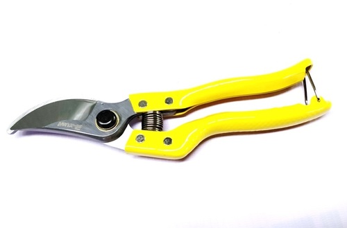 Pruning Shear - Steel Material, 25 cm Length | Yellow Color, Ideal for Cutting Soft or Live Branches, Produces Clean and Accurate Cuts