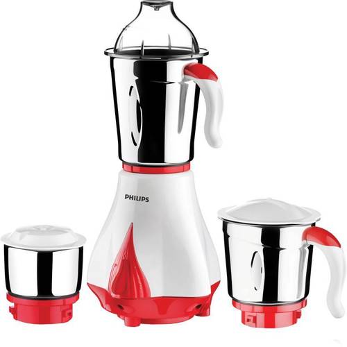 White Philips Hl7510/00 550 W Mixer Grinder  (White, Red, 3 Jars)