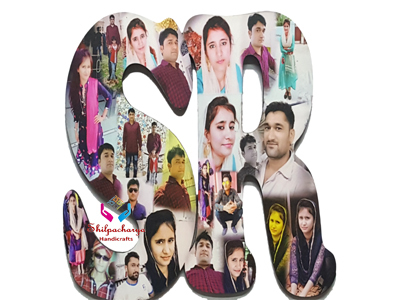 Wooden SR Alphabets Wall Hanging Photo Collage