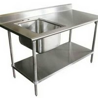 Ss Sink Table - Chrome Plated Stainless Steel, Durable Design With Spacious Shelf For Commercial Kitchen Use