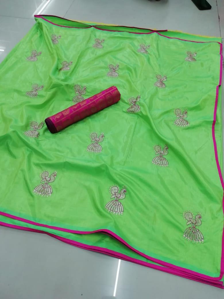 Sana Silk Embroidery Work Saree