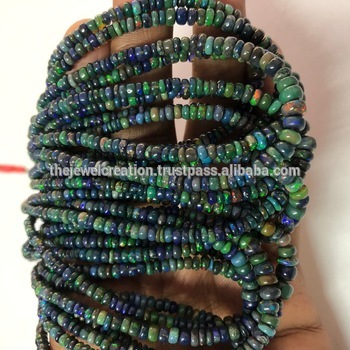 Black Ethiopian Welo Opal Stone Beads Smooth Rondelle Beads 3-5mm