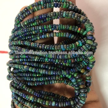 Black Ethiopian Opal Gemstone Plain Smooth Rondelle Beads Wholesale