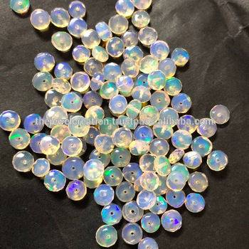 White 3-5Mm Ethiopian Opal Loose Stone Rondelle Gemstone Beads