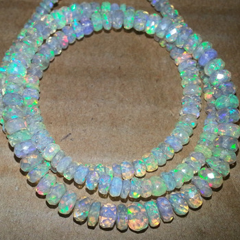 Natural Ethiopian Opal Stone Beads Faceted Rondelle Strand