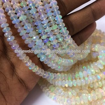 5-8mm White Ethiopian Opal Stone Rondelle Wholesale Gemstone Beads Place Of Origin: India