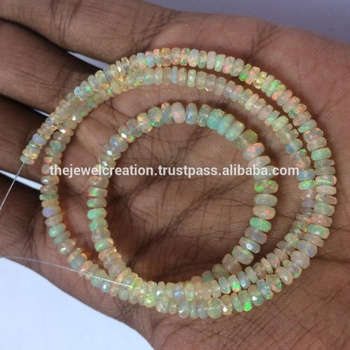 Natural Yellow Ethiopian Welo Opal Gemstone Stone Faceted Rondelle Beads