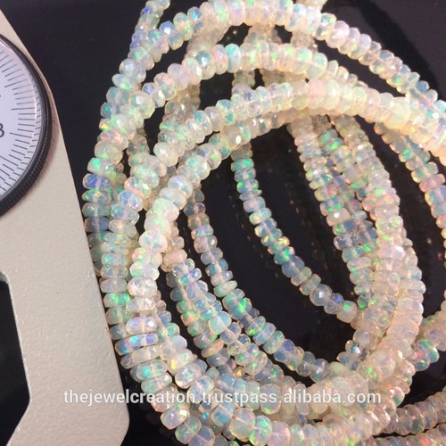 Natural White Ethiopian Fire Opal Faceted Wholesale Beads Strand