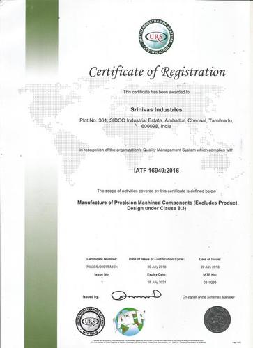 IATF 16949:2016 Certificate