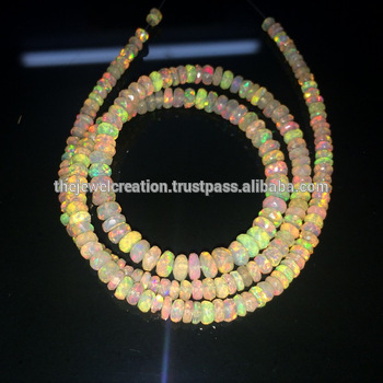 AAA Natural Yellow Ethiopian Opal Gemstone Beads Faceted Rondelle