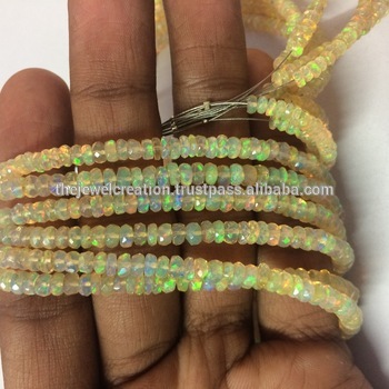 AAA Ethiopian Opal Yellow Base Gemstone Rondelle Beads 16 inches Strand