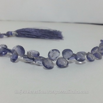 Natural Iolite Faceted Heart Briolette Beads Gemstone Briolette