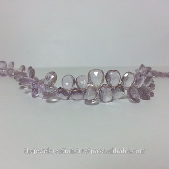 Natural Pink Amethyst Faceted Pear Briolette Beads