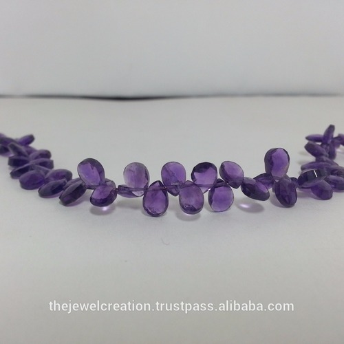 Natural African Amethyst Faceted Pear Briolette Beads