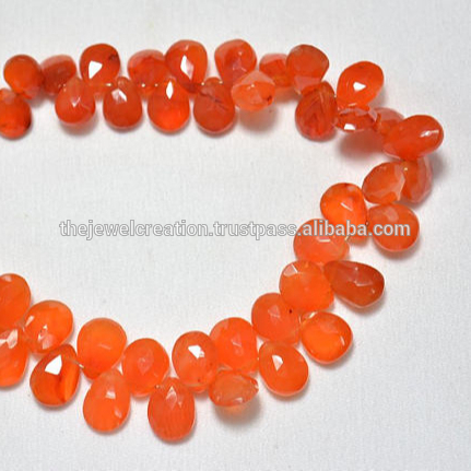 Natural Carnelian Faceted Pear Shape Briolette Beads