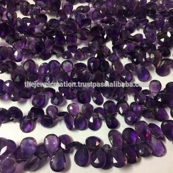 Natural African Amethyst Faceted Pear Shape Briolette Beads Strand Lot