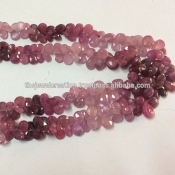 Pink Natural Ruby Shaded Faceted Pear Shape Briolette Bead Wholesale Gemstone Beads