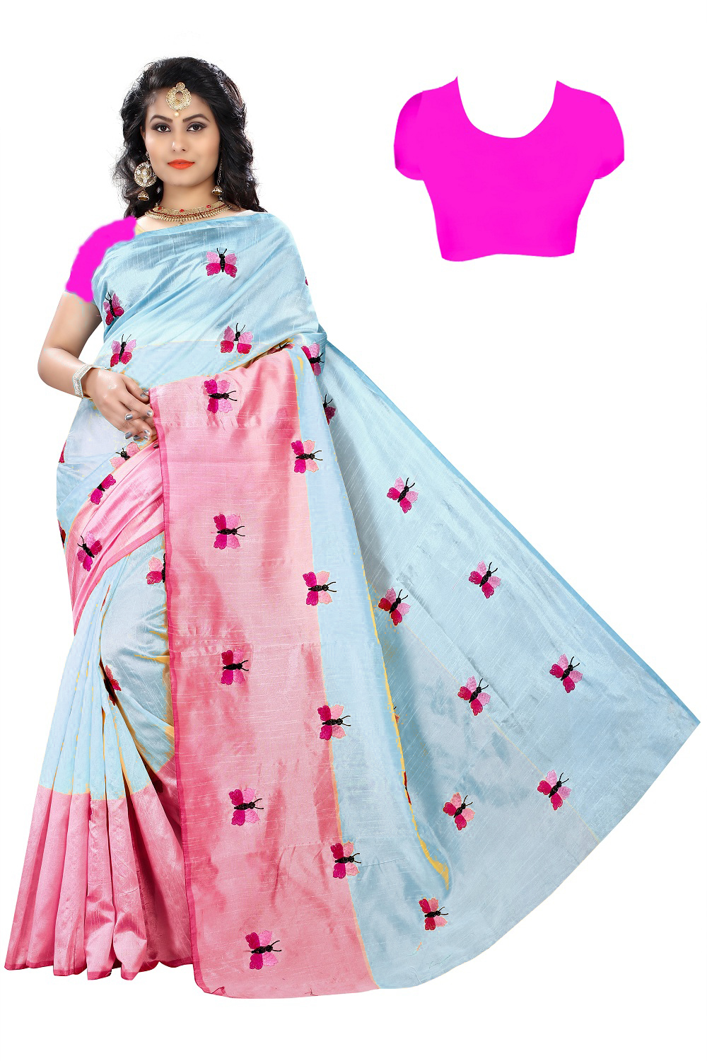 Embroidery Work Cotton Silk Saree