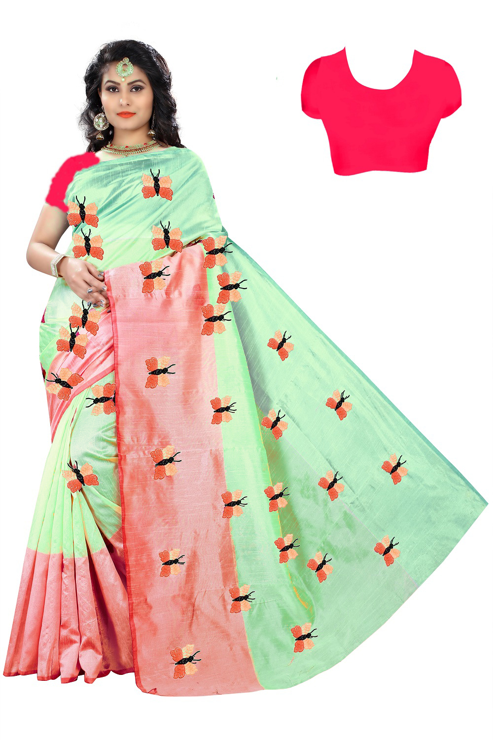 Embroidery Work Cotton Silk Saree