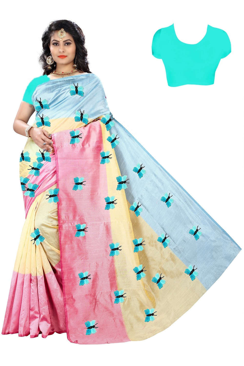 Embroidery Work Cotton Silk Saree