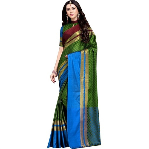 Box Printed Cotton Silk Saree