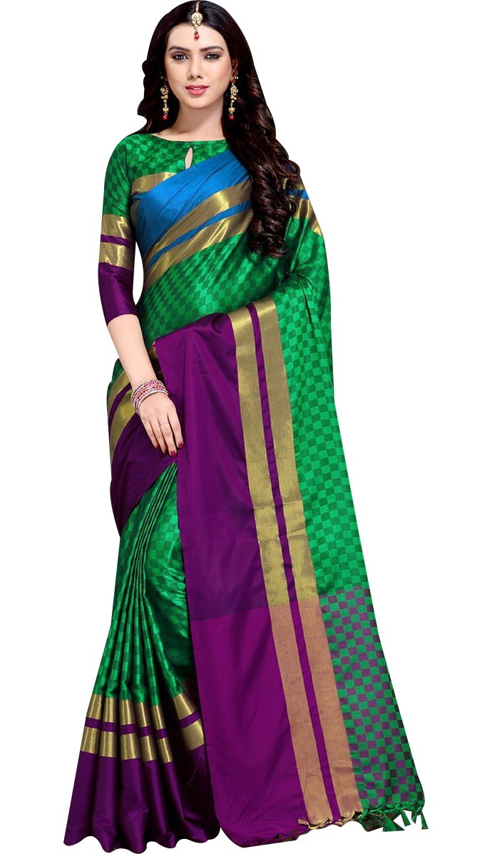 Box Printed Cotton Silk Saree
