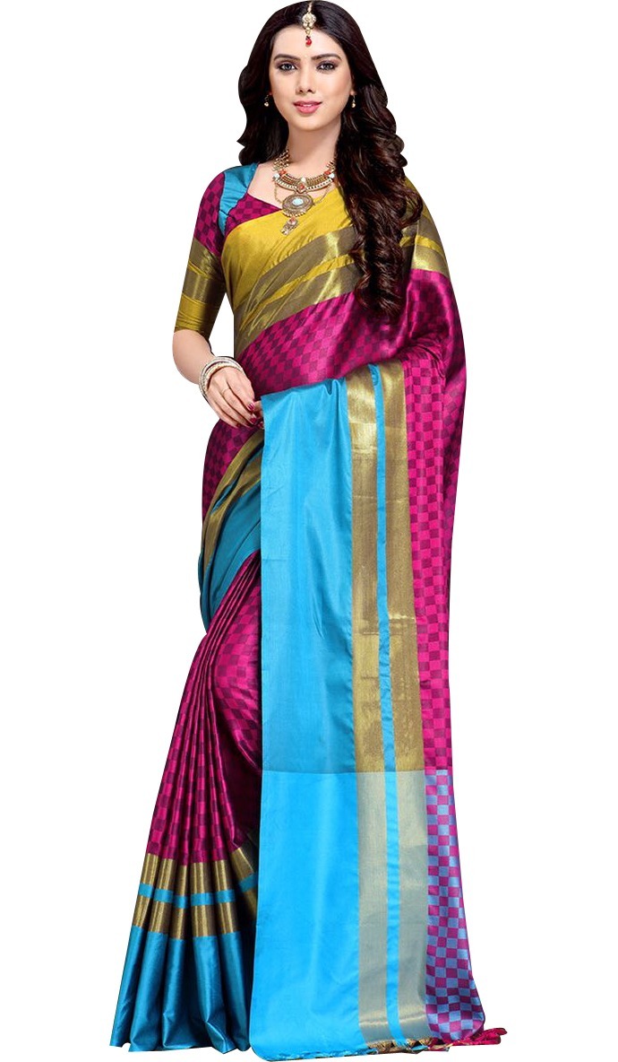 Box Printed Cotton Silk Saree