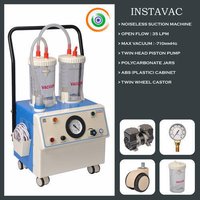 Electric Suction Unit - Abs, 15 Kgs, 2 X 2000ml Jar Capacity, 35 Lpm Air Flow | Mobile, Portable, Oil Free Piston Pump, Low Noise 40~45 Dba, 180w Power Consumption
